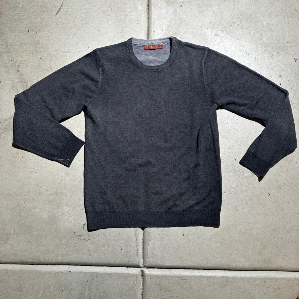 7 For All Mankind Crewneck Sweater Mens M Gray Knit Pullover Long Sleeve Snag